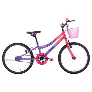 BICICLETA HOUSTON BIXY ARO 20 BX201S ROSA PÉROLA/ROXO COM CESTA