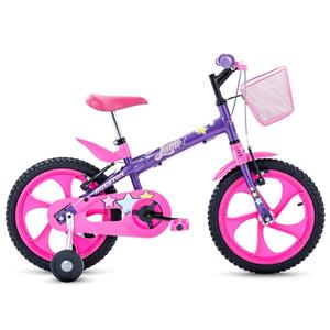 BICICLETA INFANTIL HOUSTON LUMI ARO 16 LM162S ROXO COM CESTA